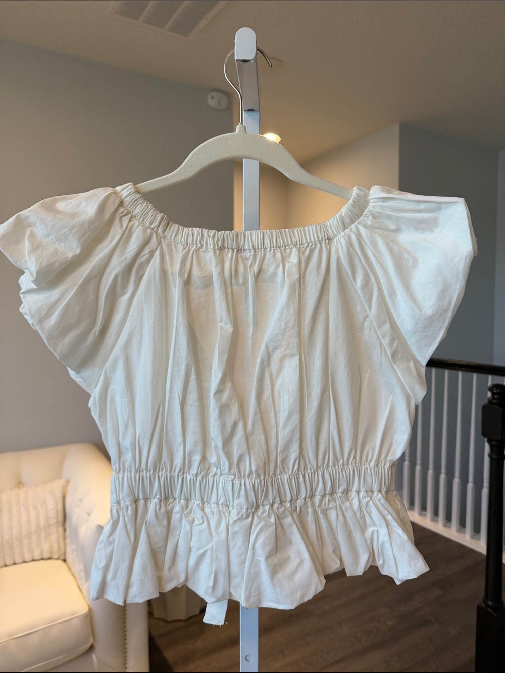 Free People Cream Ruffle Tie-Front Blouse - Picture 3 of 3